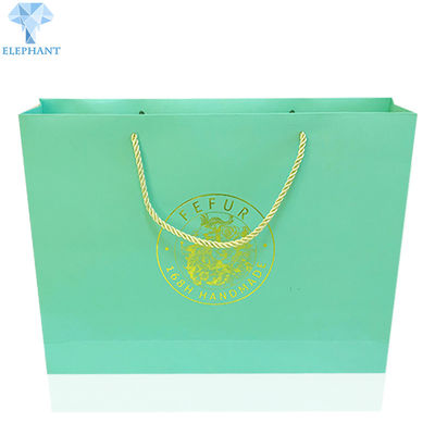 Green C2S Art Paper Gift Bags With Handles Biodegradable