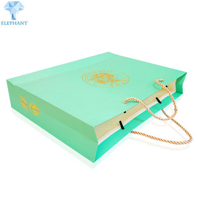 Green C2S Art Paper Gift Bags With Handles Biodegradable